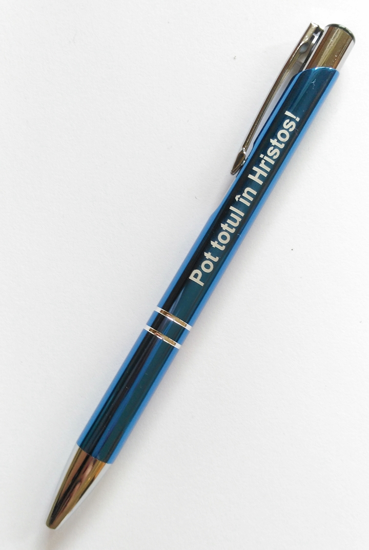 Pix metalic - Pot totul in Hristos! (albastru) Pix metalic - Pot totul in Hristos! (albastru)