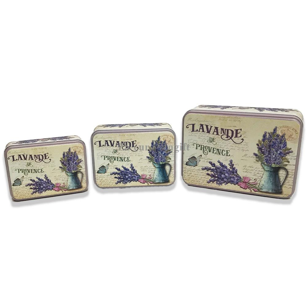 Cutie decorativa - Set cutii 3 pcs, model cu lavanda Cutie decorativa - Set cutii 3 pcs, model cu lavanda