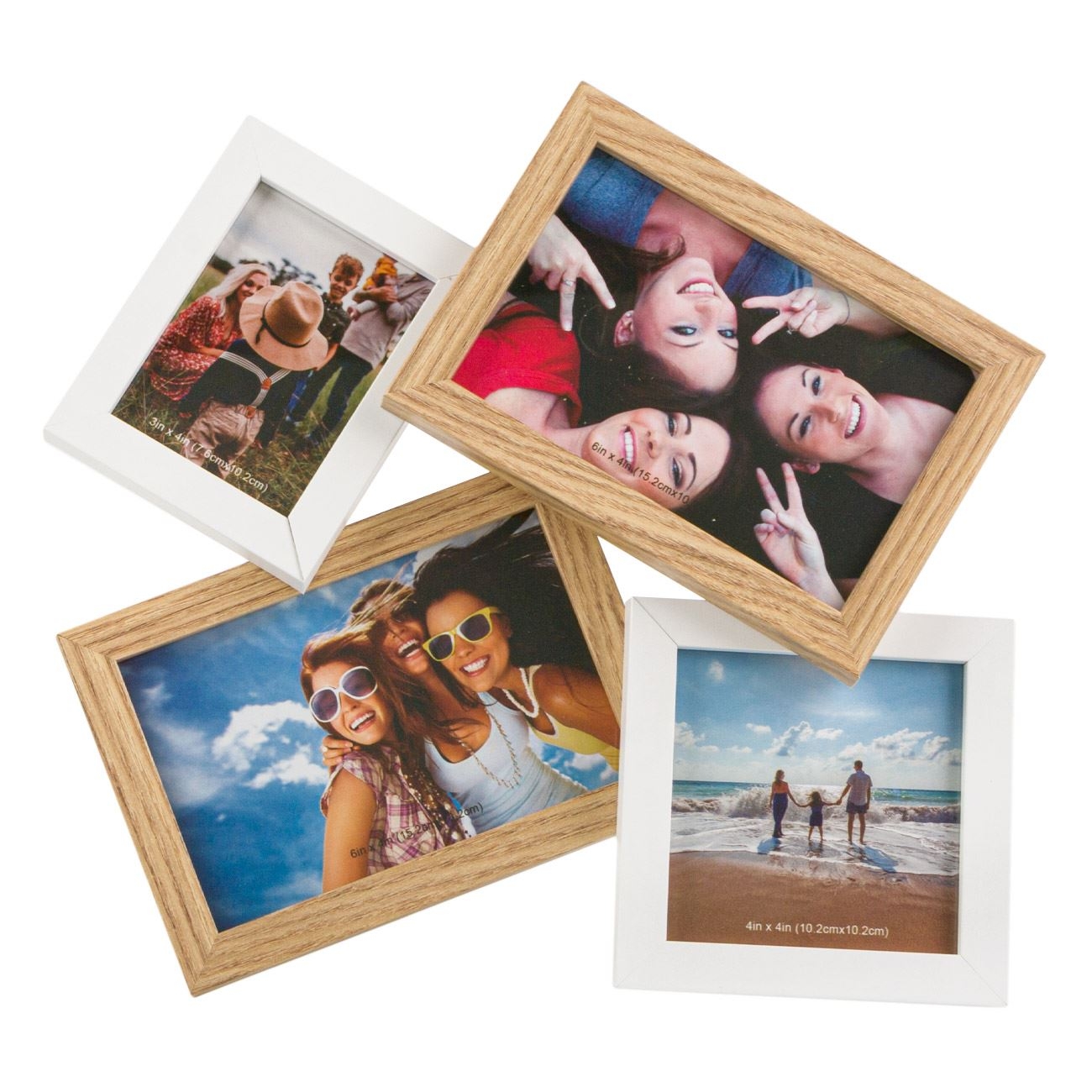 Rama foto din lemn, bej-alb - 4 poze (32x29cm) Rama foto din lemn, bej-alb - 4 poze (32x29cm)