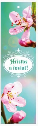 Semn de carte cu panglica  verde   - Text:  "Hristos a înviat!"   [98]