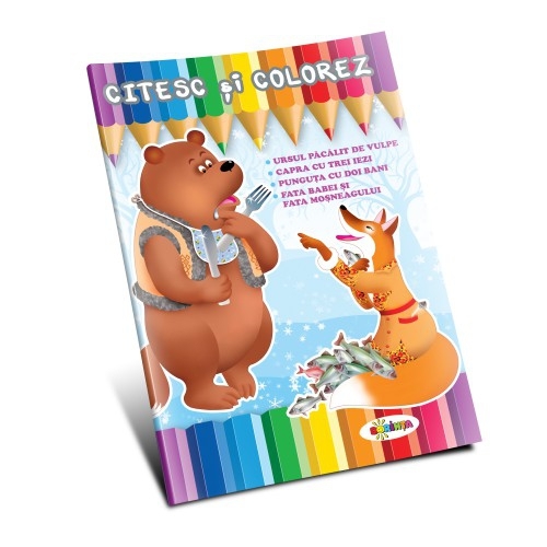 Citesc și colorez - Ursul păcălit de vulpe