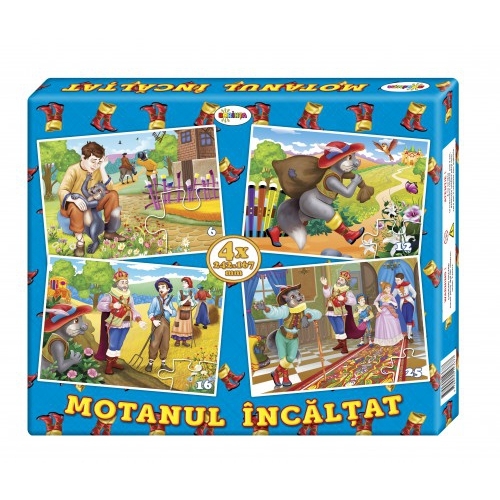 Puzzle Motanul încălțat (4 imagini în cutie)