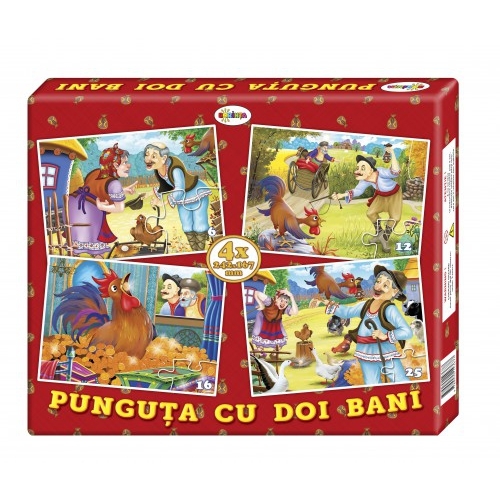 Puzzle Punguța cu doi bani (4 imagini în cutie)