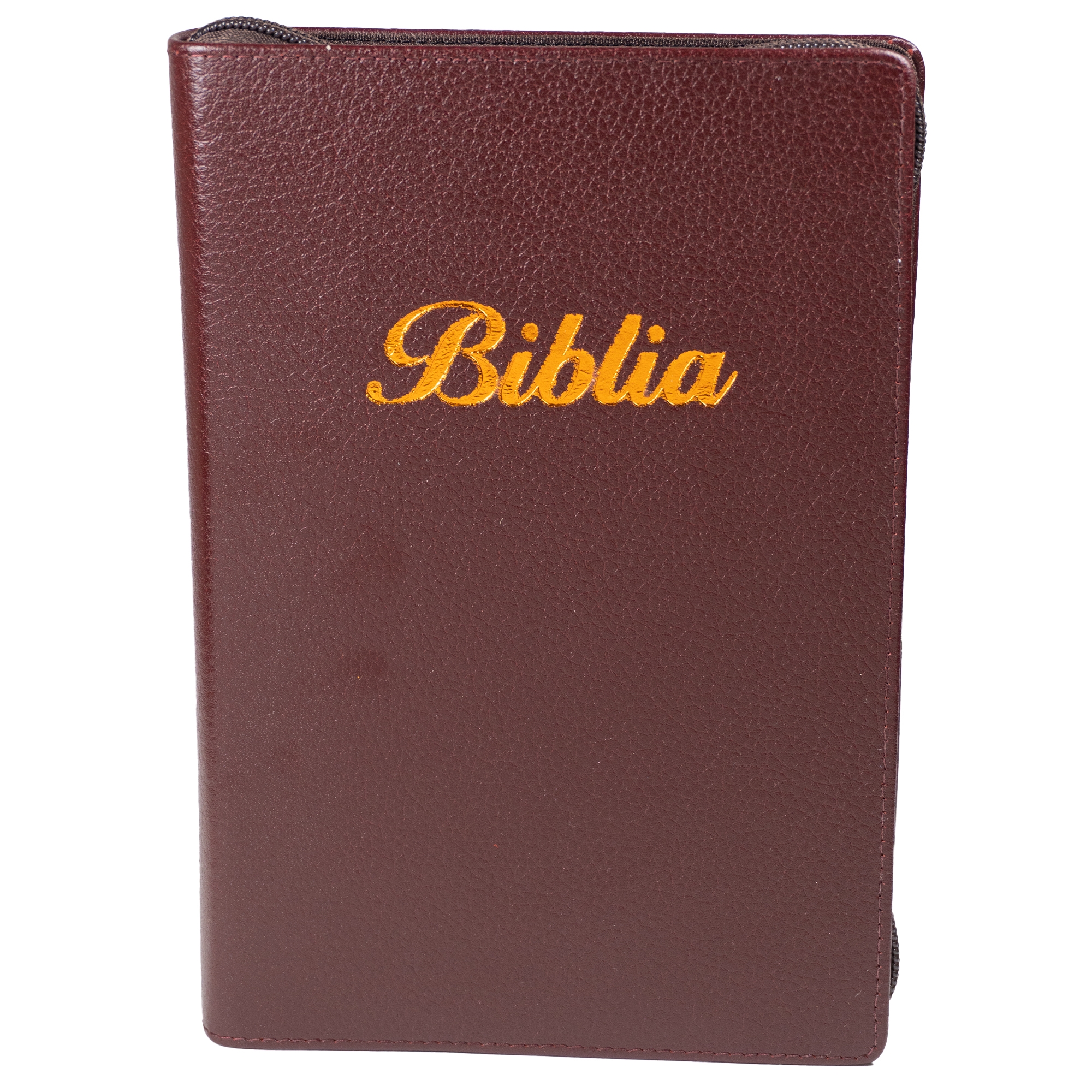 Biblia marime medie, bordo, piele, fermoar, margini aurii, index, cuv. lui Isus cu rosu [MAR 057 PFI]