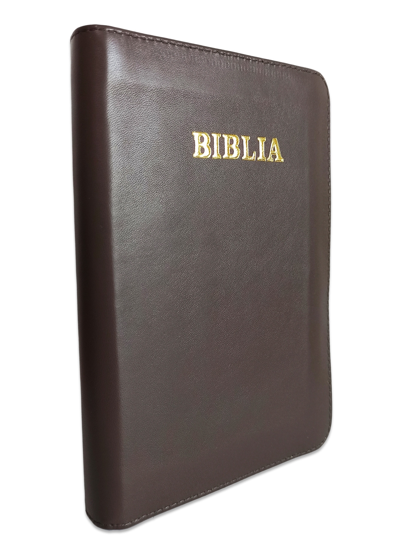 Biblia foarte mare, coperta piele, scris foarte mare, maro, margini aurii ,cuvintele lui Isus cu rosu, harti, trad. Cornilescu [090 PF]