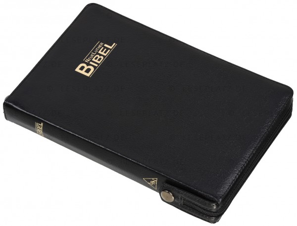 Biblia in limba germana - editia Neue Luther Bibel, piele ecologica, neagra, mare, fermoar, index