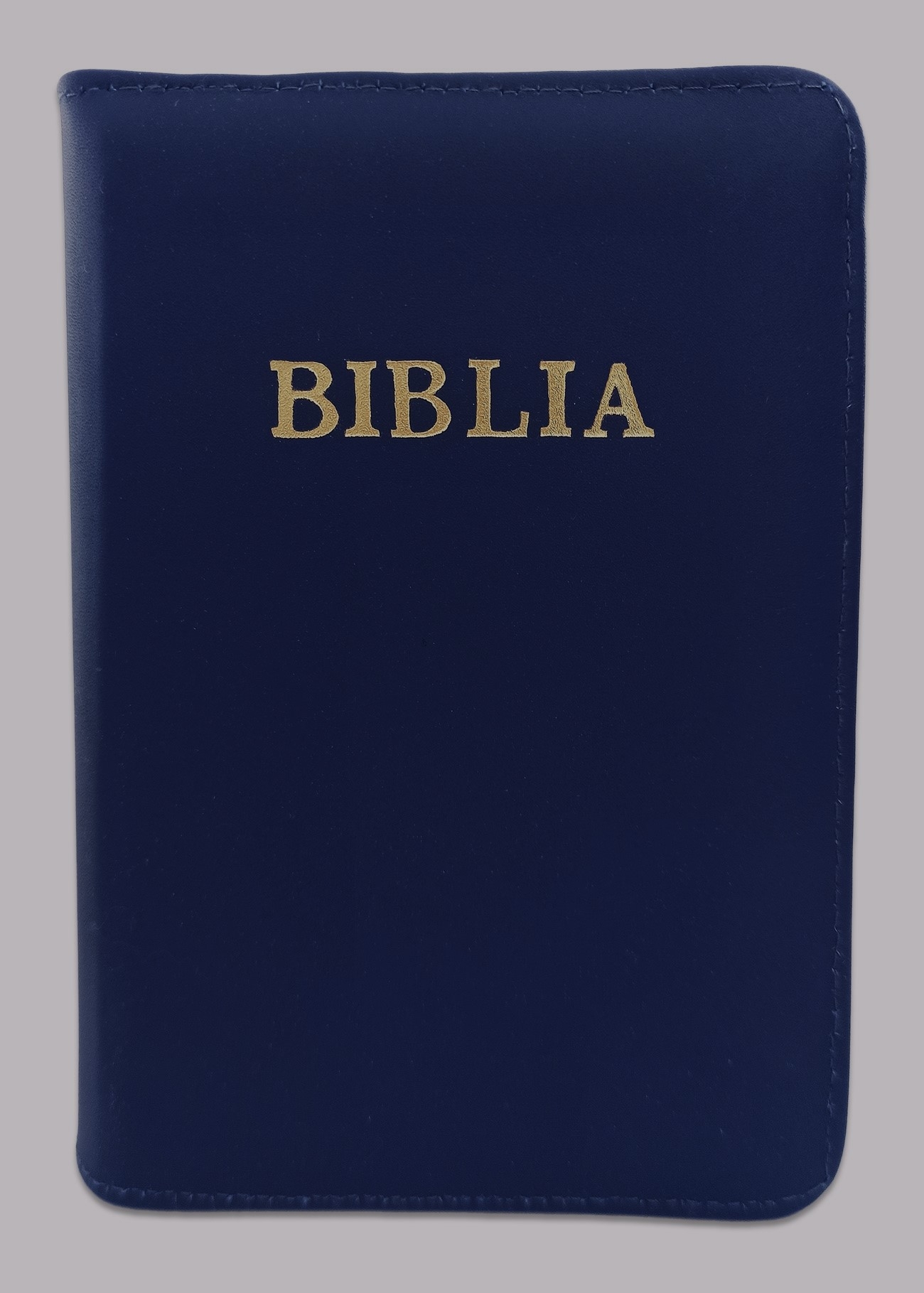 Biblie marime mica, piele,culoare indigo, index, fermoar, margini aurii, cuv. lui Isus in rosu,[047 PFI]