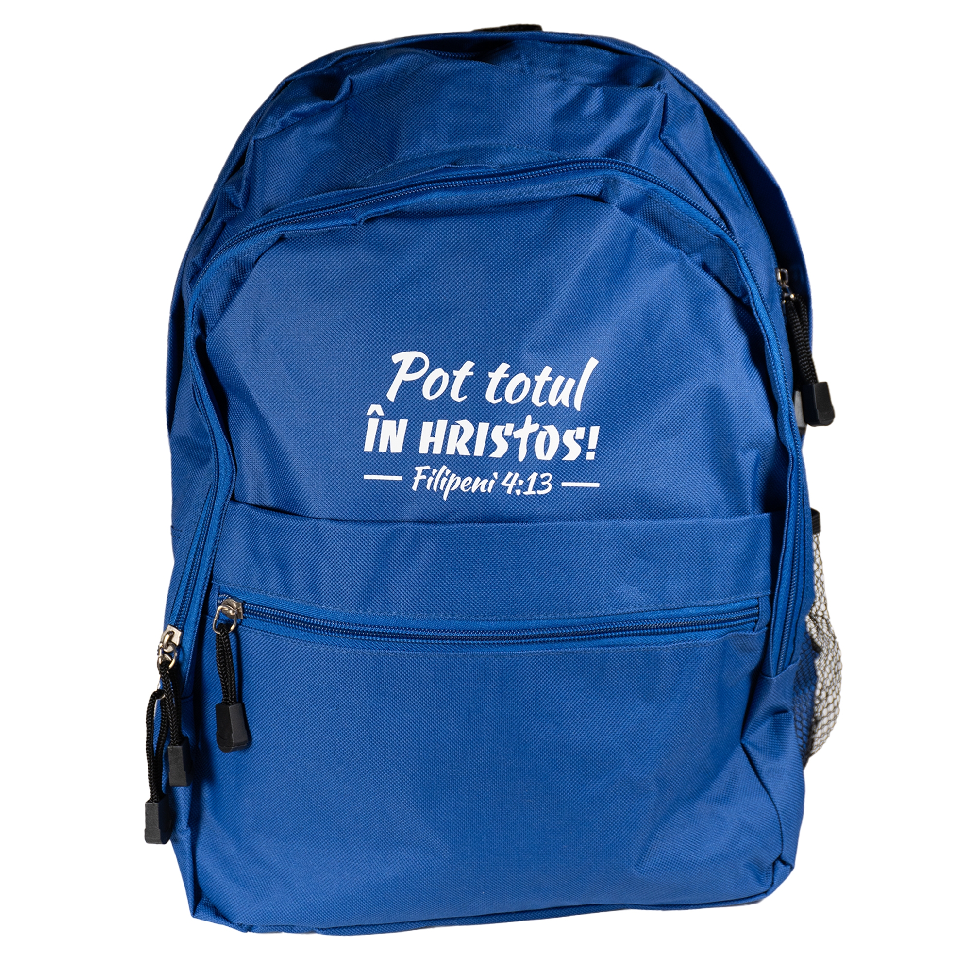 Ghiozdan - albastru "Pot totul în Hristos!" (Filipeni 4:13) Ghiozdan - albastru "Pot totul în Hristos!" (Filipeni 4:13)