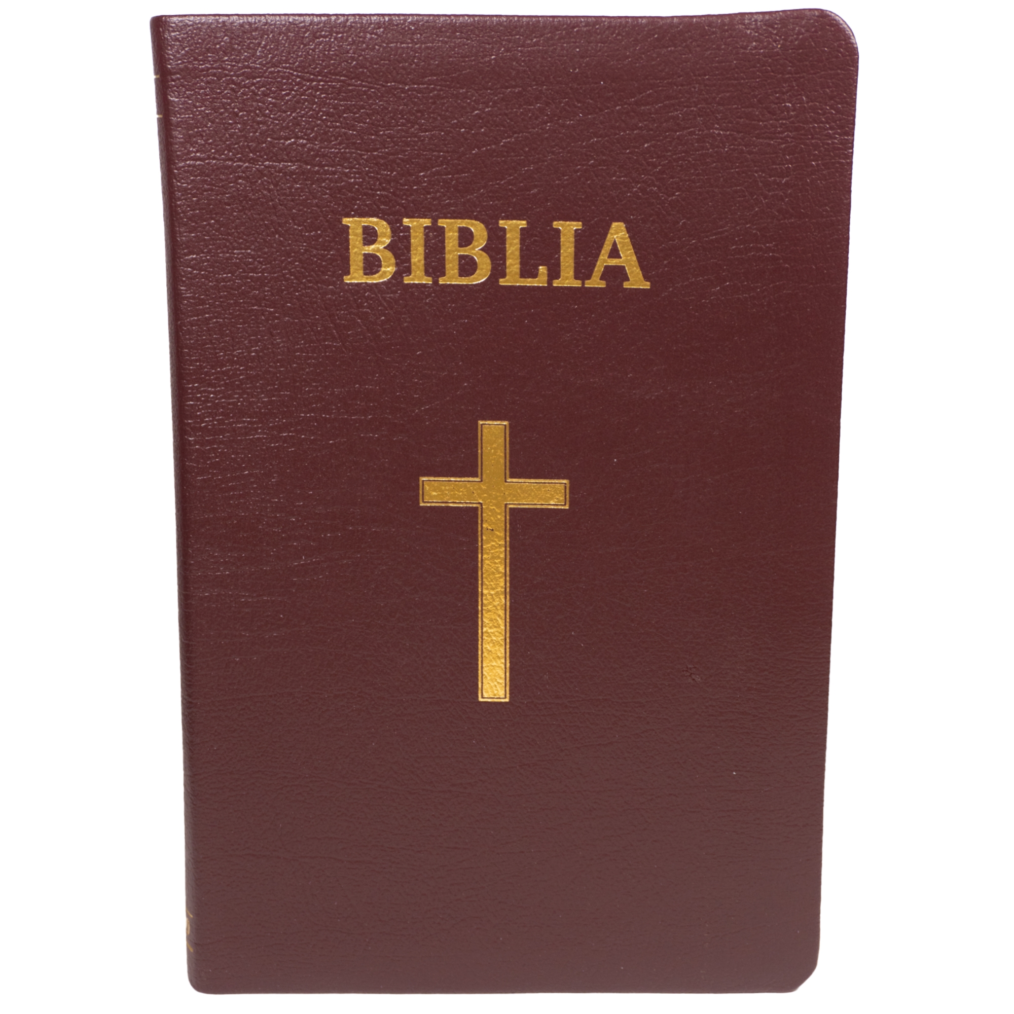 Biblie mare, piele naturală, vișinie, index, margini aurii, cu cruce,cuv. Isus cu rosu [SI 076 TI] - Ediție centenară