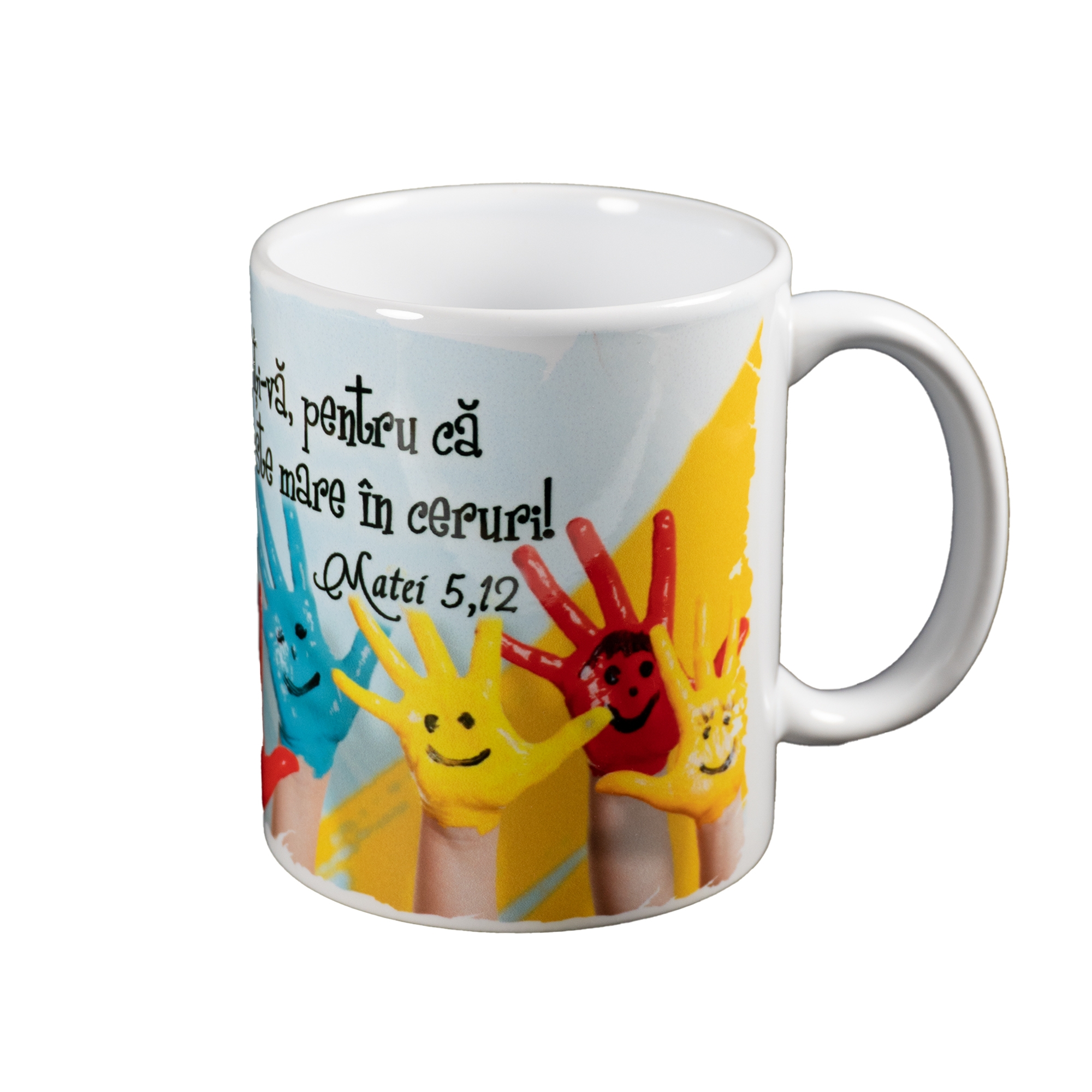 Cană cu mesaj creștin -  Bucurați-vă și veseliți-vă (Matei 5,12) Cană cu mesaj creștin -  Bucurați-vă și veseliți-vă (Matei 5,12)
