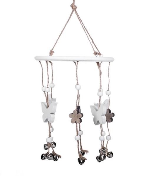Agatatoare din lemn decorativa alba, fluturi (15x44cm) Agatatoare din lemn decorativa alba, fluturi (15x44cm)