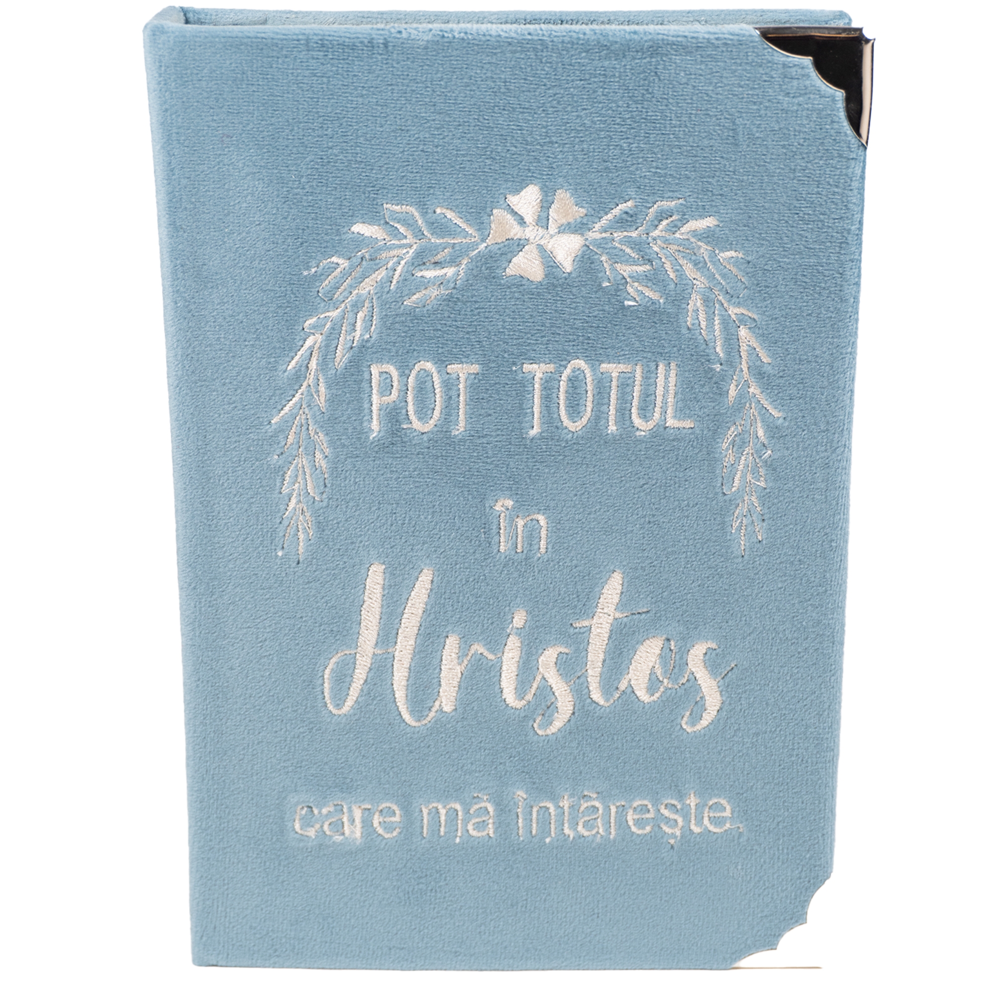 Biblia handmade, model 116, marime medie, coperta tare textila, margini aurii, index, cuv. lui Isus cu rosu [SI 057 HM]