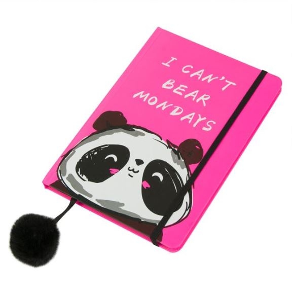 Carnet A5, roz, panda, elastic negru - I can't bear mondays Carnet A5, roz, panda, elastic negru - I can't bear mondays