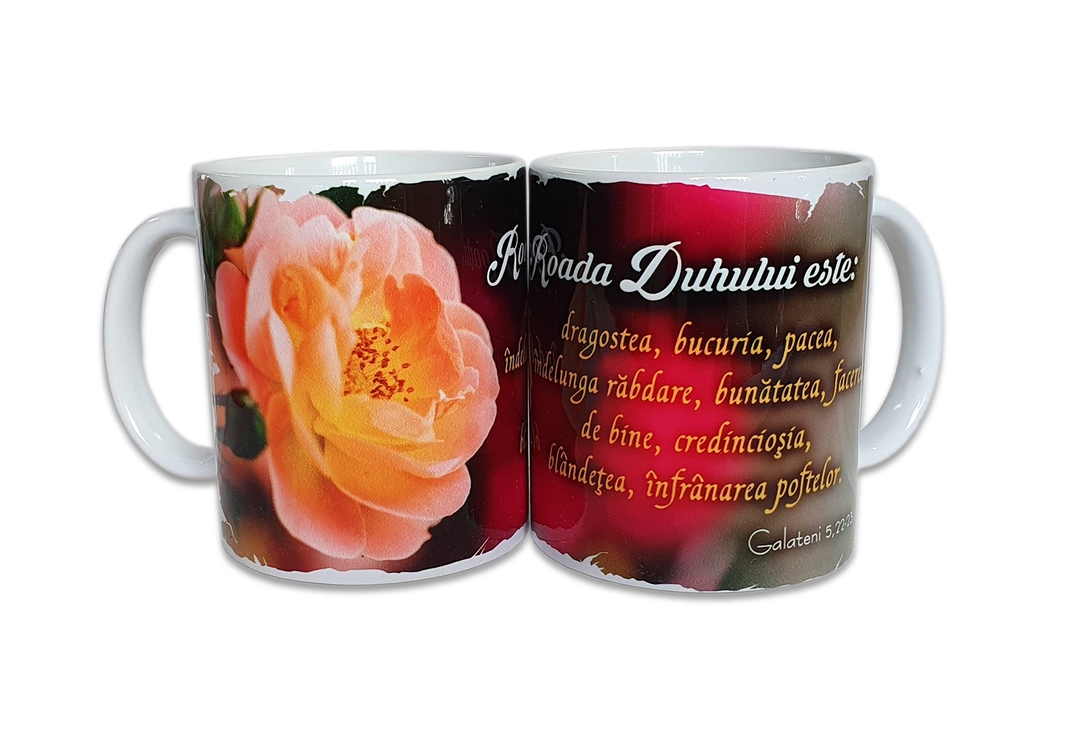 Cană cu mesaj creștin - Roada Duhului este: dragostea, bucuria... (Galateni 5, 22-23) Cană cu mesaj creștin - Roada Duhului este: dragostea, bucuria... (Galateni 5, 22-23)