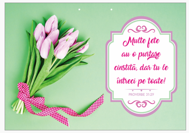 Poster cu verset A4 - "Multe fete au o purtare cinstită, dar tu le întreci pe toate!" Proverbe 31:29  [30]