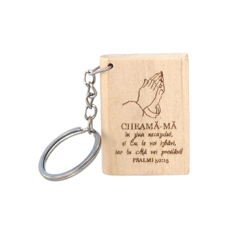 Breloc lemn - Cheama-ma in ziua necazului / Bucurati-va in nadejde Breloc lemn - Cheama-ma in ziua necazului / Bucurati-va in nadejde