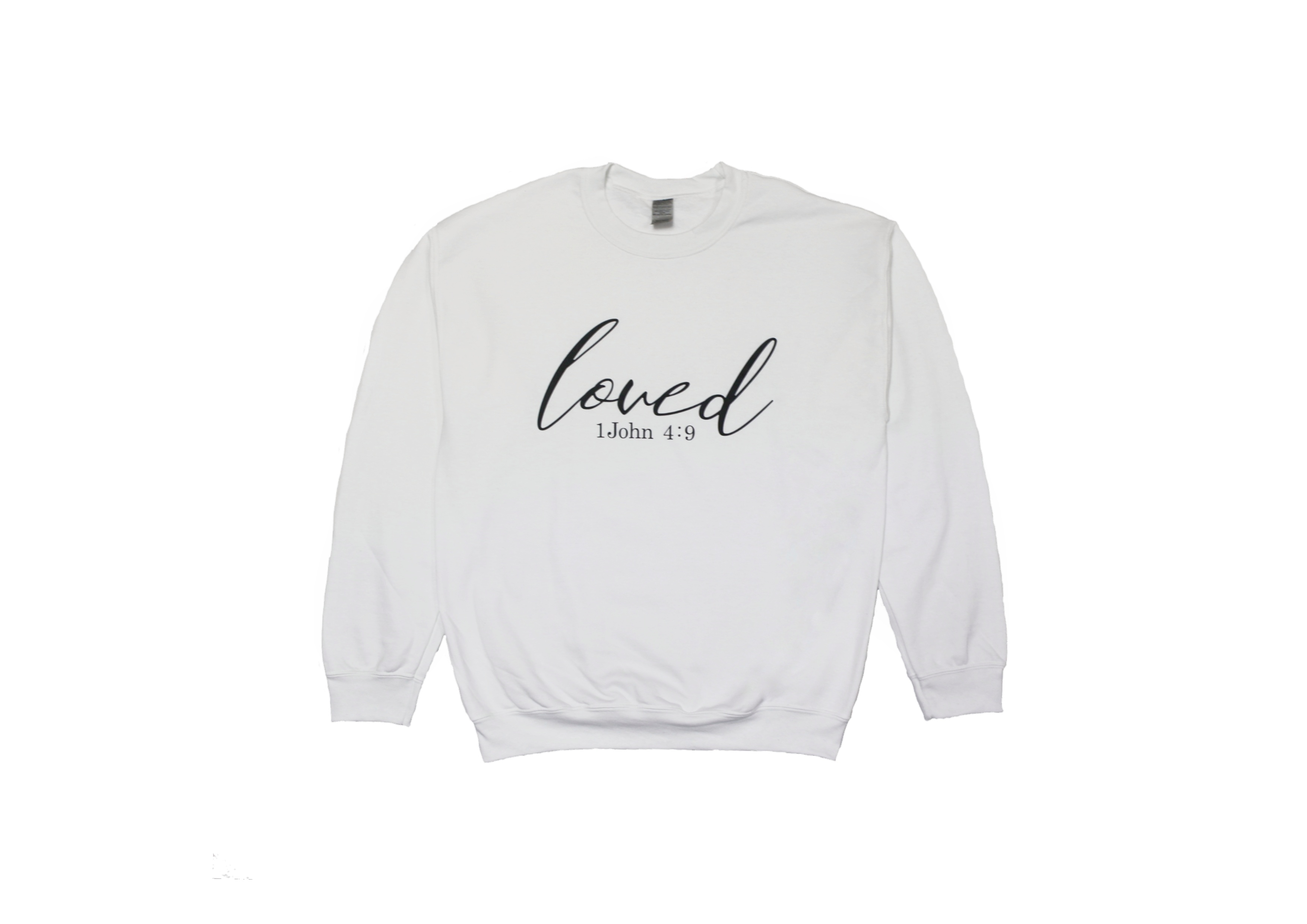 Bluza unisex, marimea L - Loved - 1 John 4:9 (alba) Bluza unisex, marimea L - Loved - 1 John 4:9 (alba)