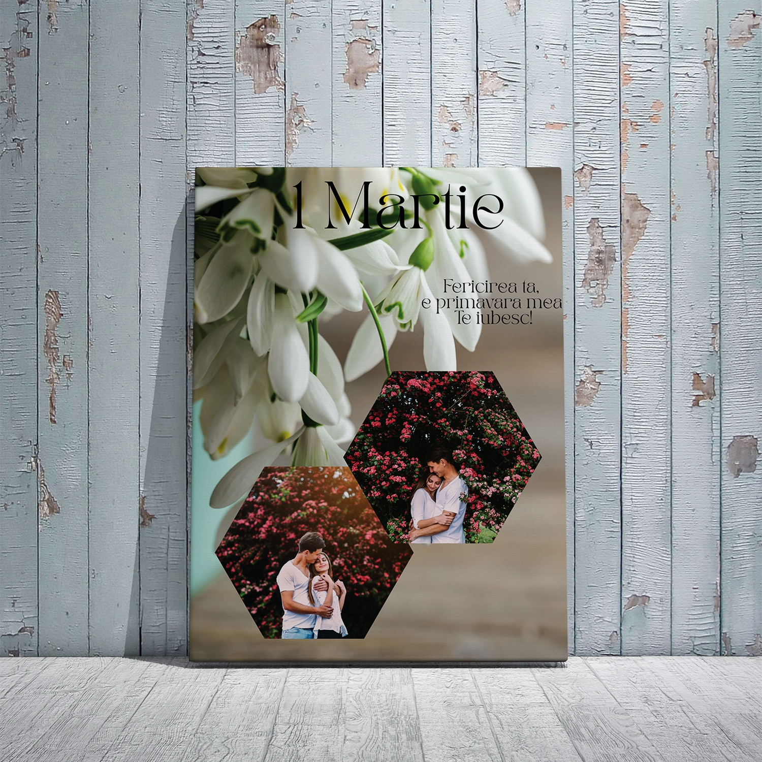 Tablou canvas personalizat cu 2 poze – Fericirea ta e primăvara mea!