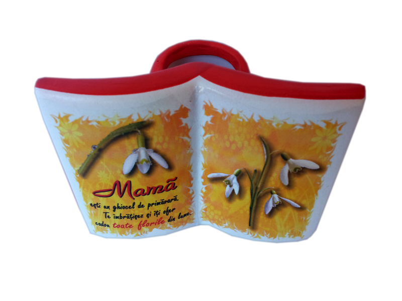 Suport pentru pixuri in forma de carte - Mama esti un ghiocel de primavara Suport pentru pixuri in forma de carte - Mama esti un ghiocel de primavara