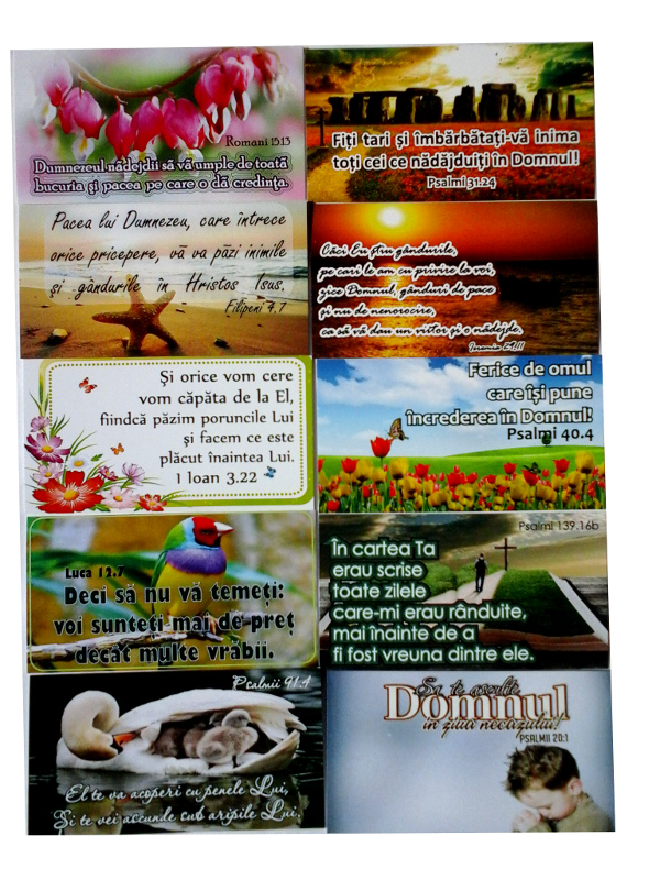 Set 10 carduri cu versete biblice - seturi cu diverse mesaje Set 10 carduri cu versete biblice - seturi cu diverse mesaje