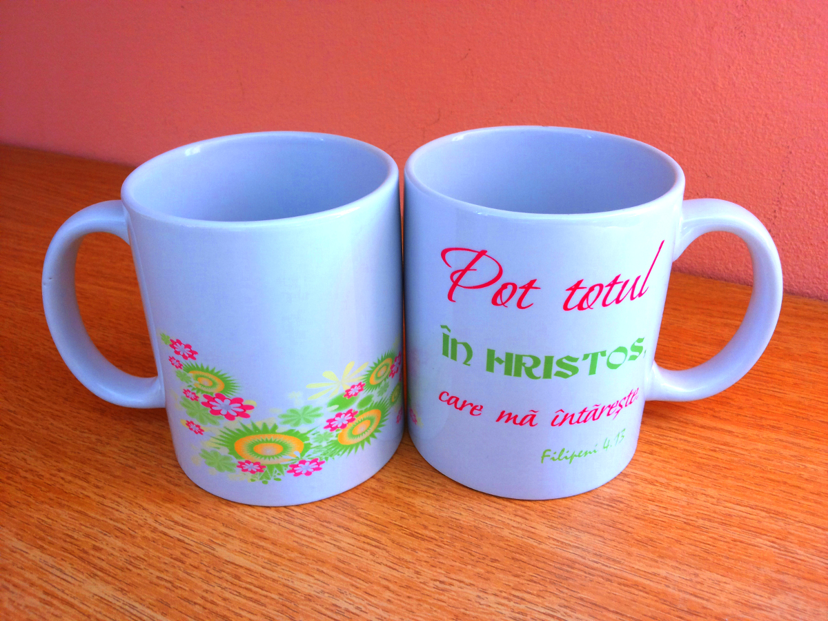 Cana ceramica cu verset biblic - Pot totul in Hristos care ma intareste! Cana ceramica cu verset biblic - Pot totul in Hristos care ma intareste!