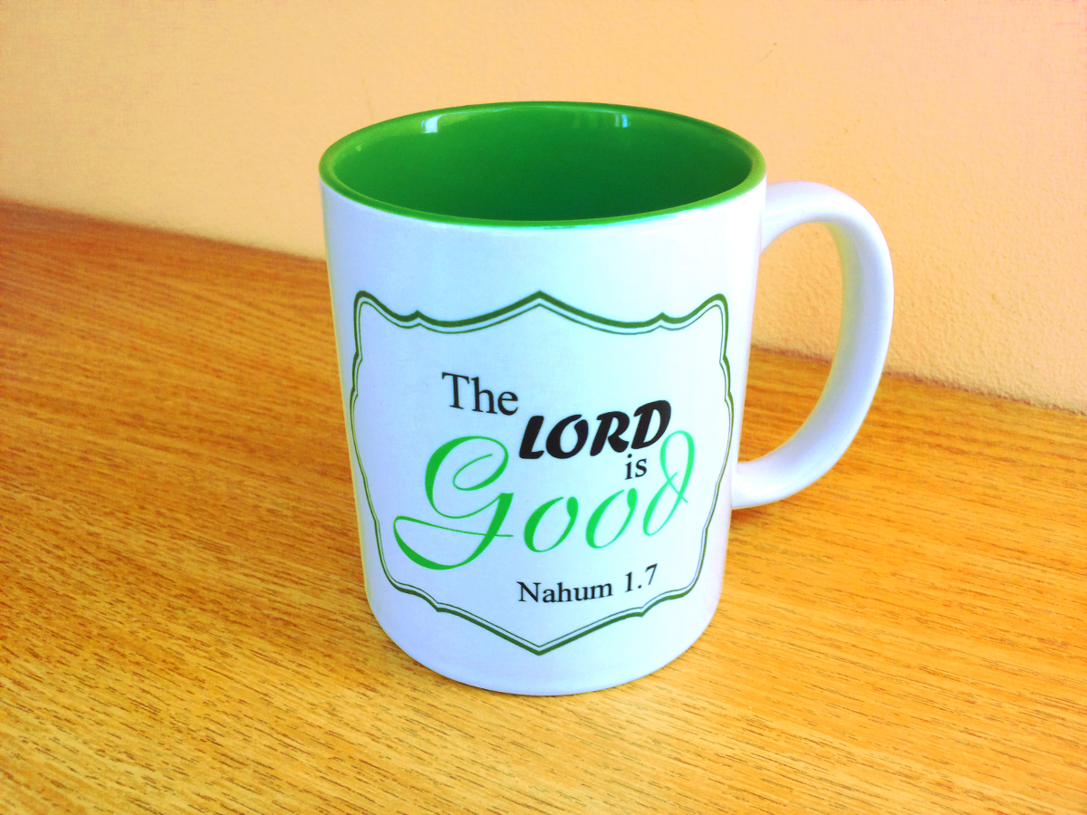 Cana ceramica cu verset biblic - The Lord is good Cana ceramica cu verset biblic - The Lord is good