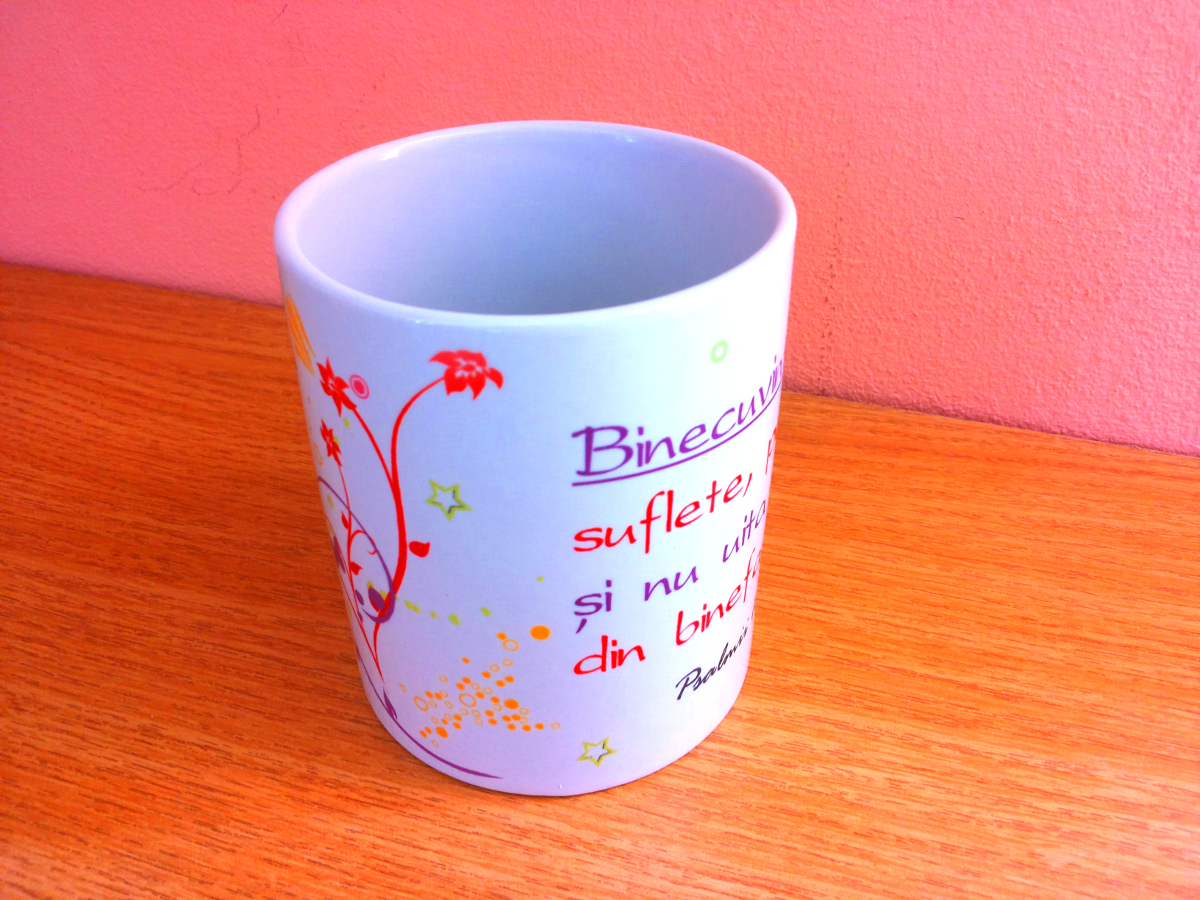 Cana ceramica cu verset biblic - Binecuvinteaza suflete pe Domnul