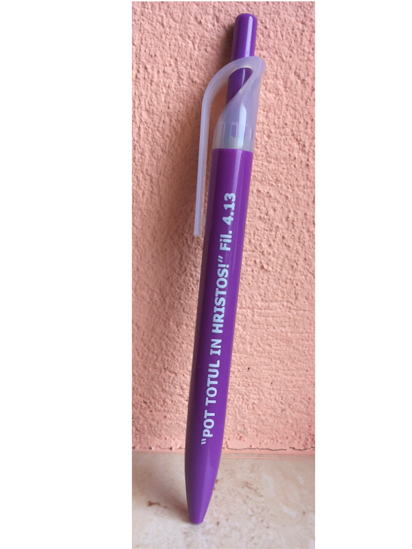 Pix cu mesaj crestin - Pot totul in Hristos - mov Pix cu mesaj crestin - Pot totul in Hristos - mov