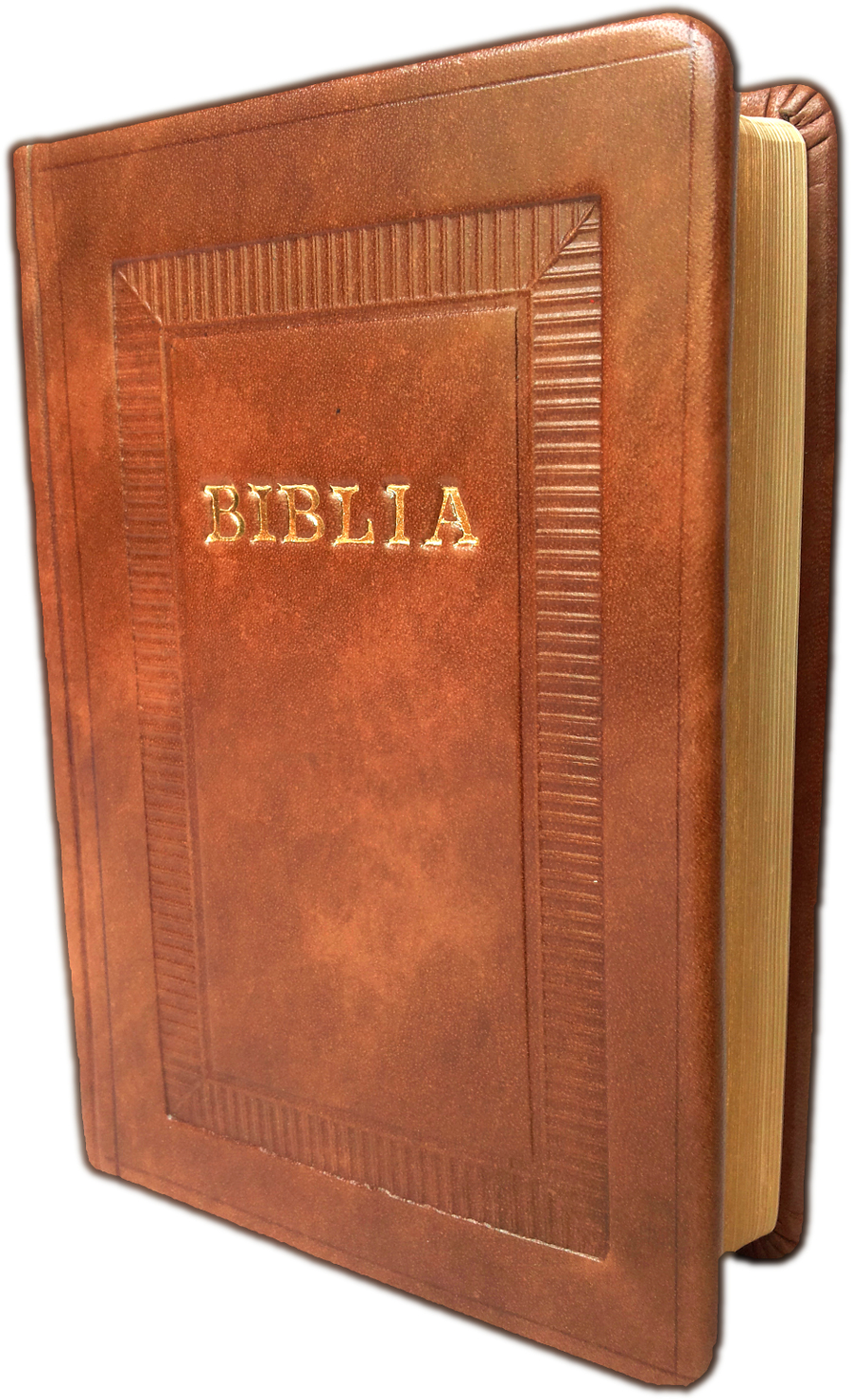 Biblie din piele,lucrata manual, mica, maro, cuv. lui Isus in rosu [043 HM]