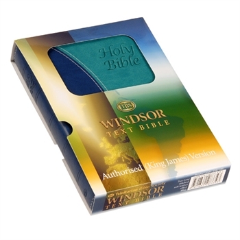 Bible - Biblia in limba engleza, marime medie, coperta de piele, bicolor albastru