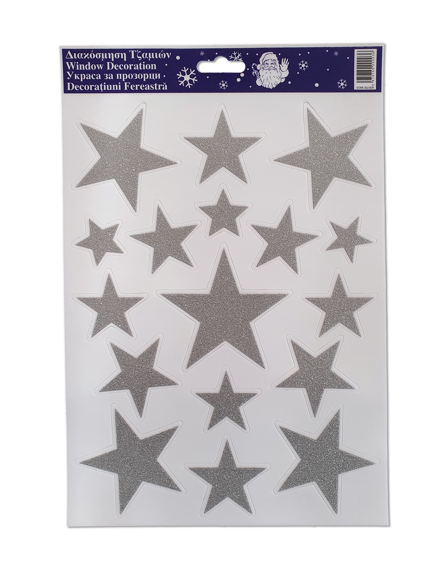 Decoratiuni fereastra de Crăciun - Stelute argintii Decoratiuni fereastra de Crăciun - Stelute argintii