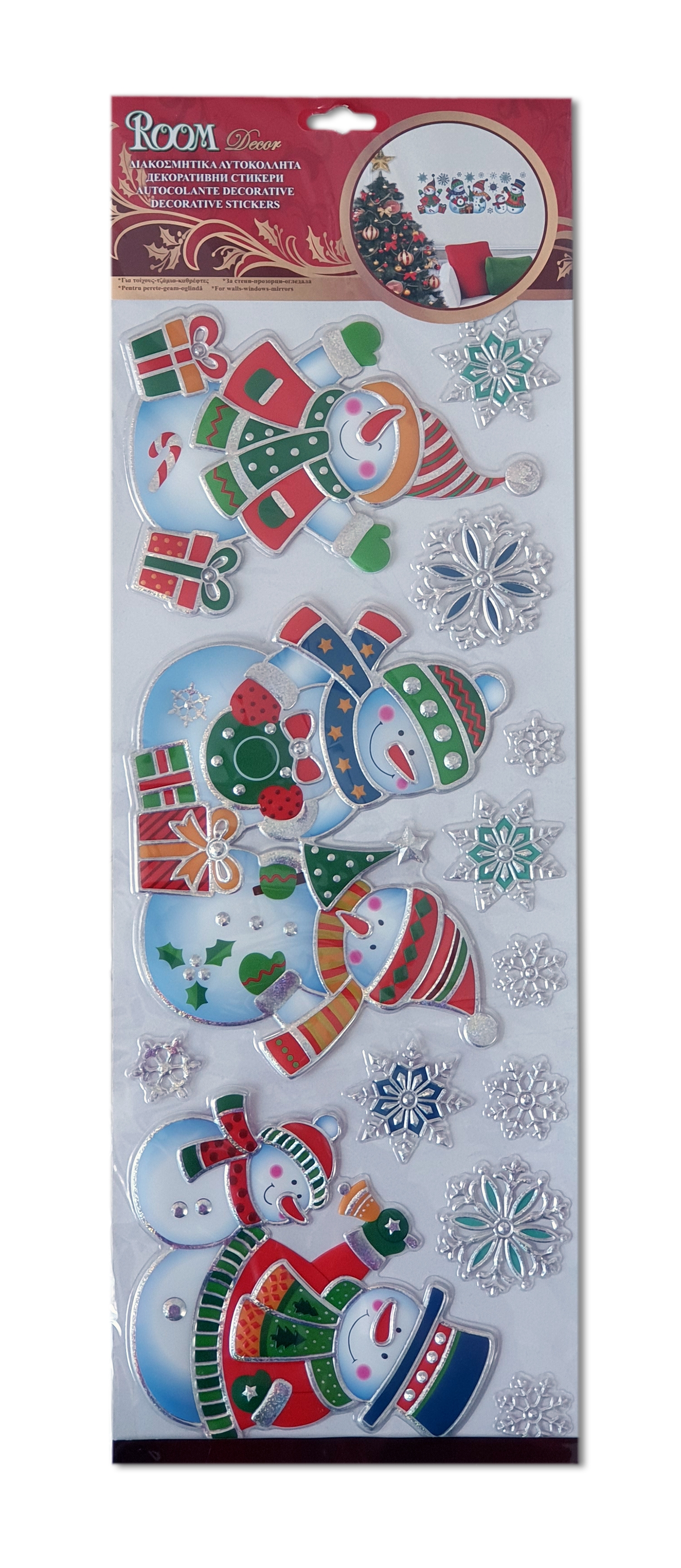 Autocolant decorativ 3D de Crăciun - Oameni de zapada Autocolant decorativ 3D de Crăciun - Oameni de zapada