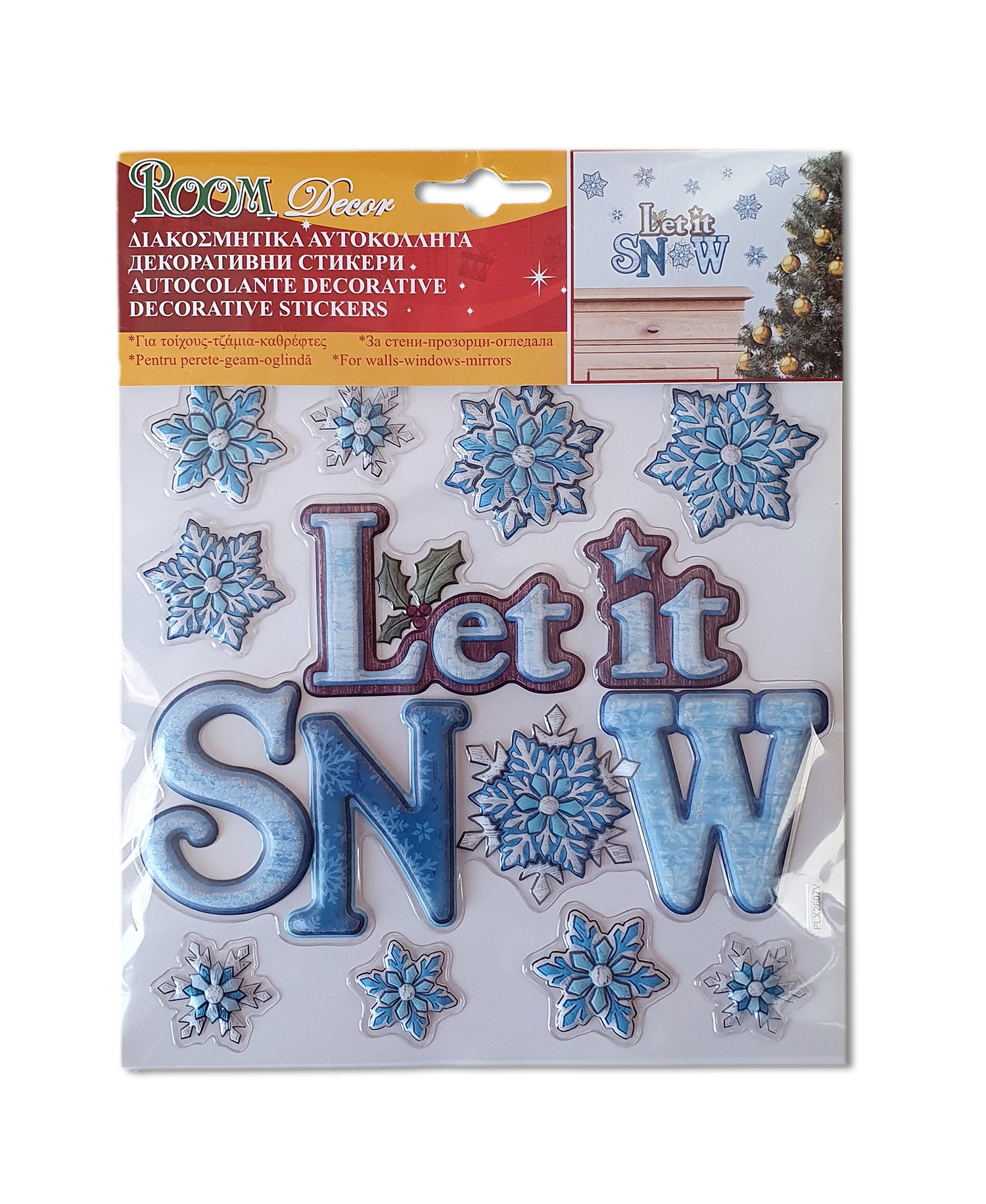 Autocolant decorativ 3D de Crăciun - Let it sn❄w Autocolant decorativ 3D de Crăciun - Let it sn❄w