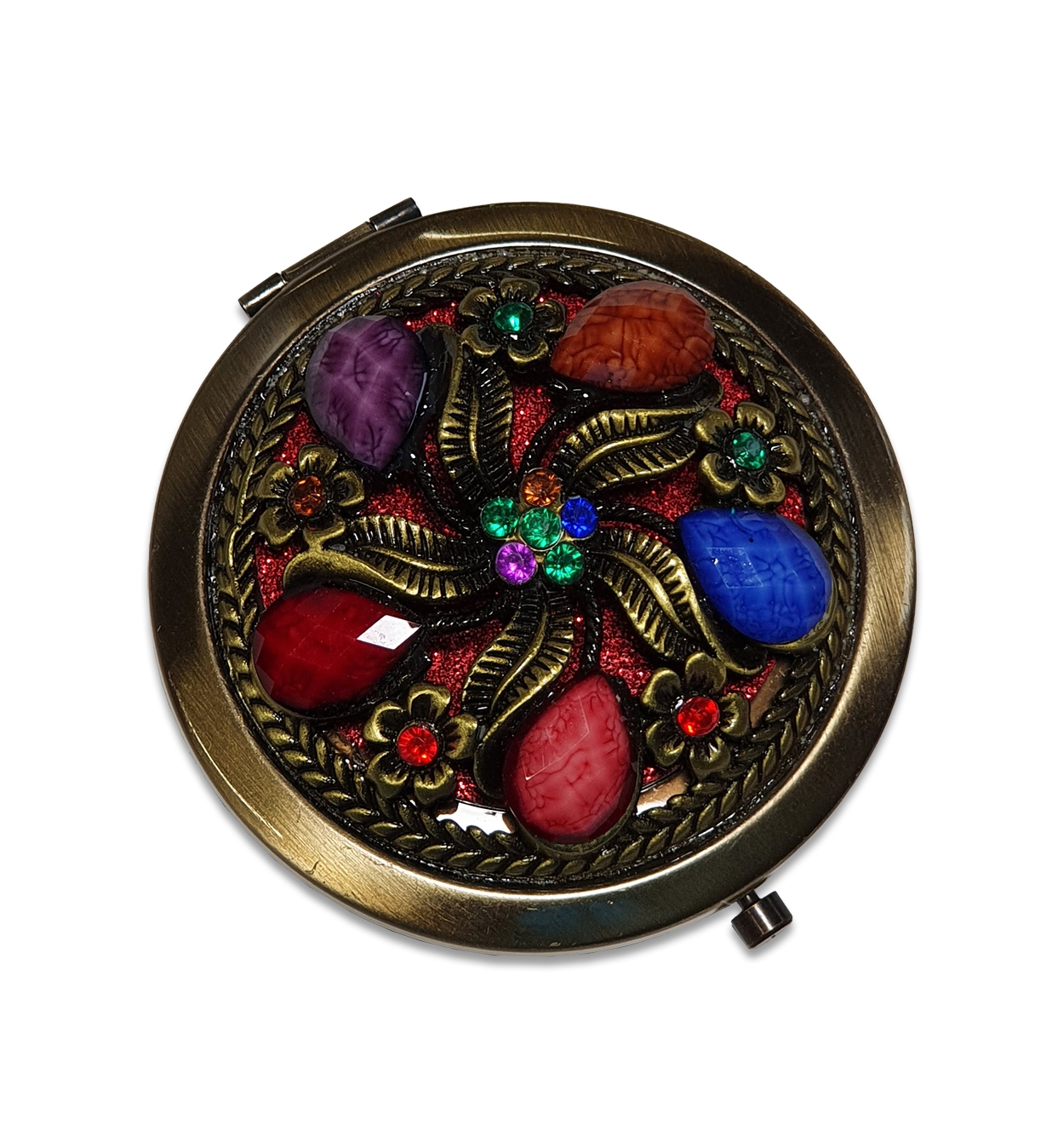 Oglinda de poseta, rotunda cu strasuri Oglinda de poseta, rotunda cu strasuri