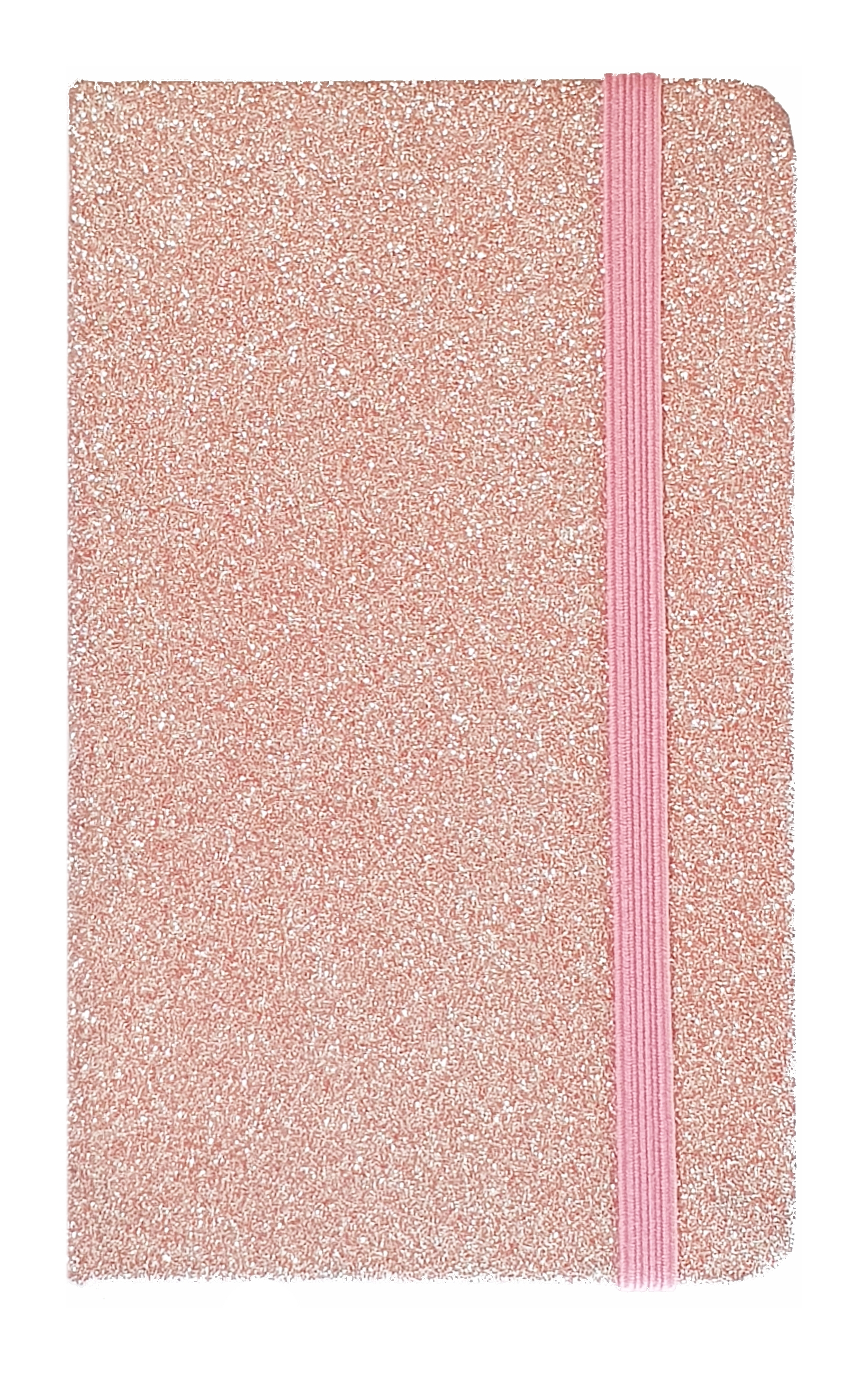 Carnetel A6 cu elastic, roz deschis cu glitter Carnetel A6 cu elastic, roz deschis cu glitter