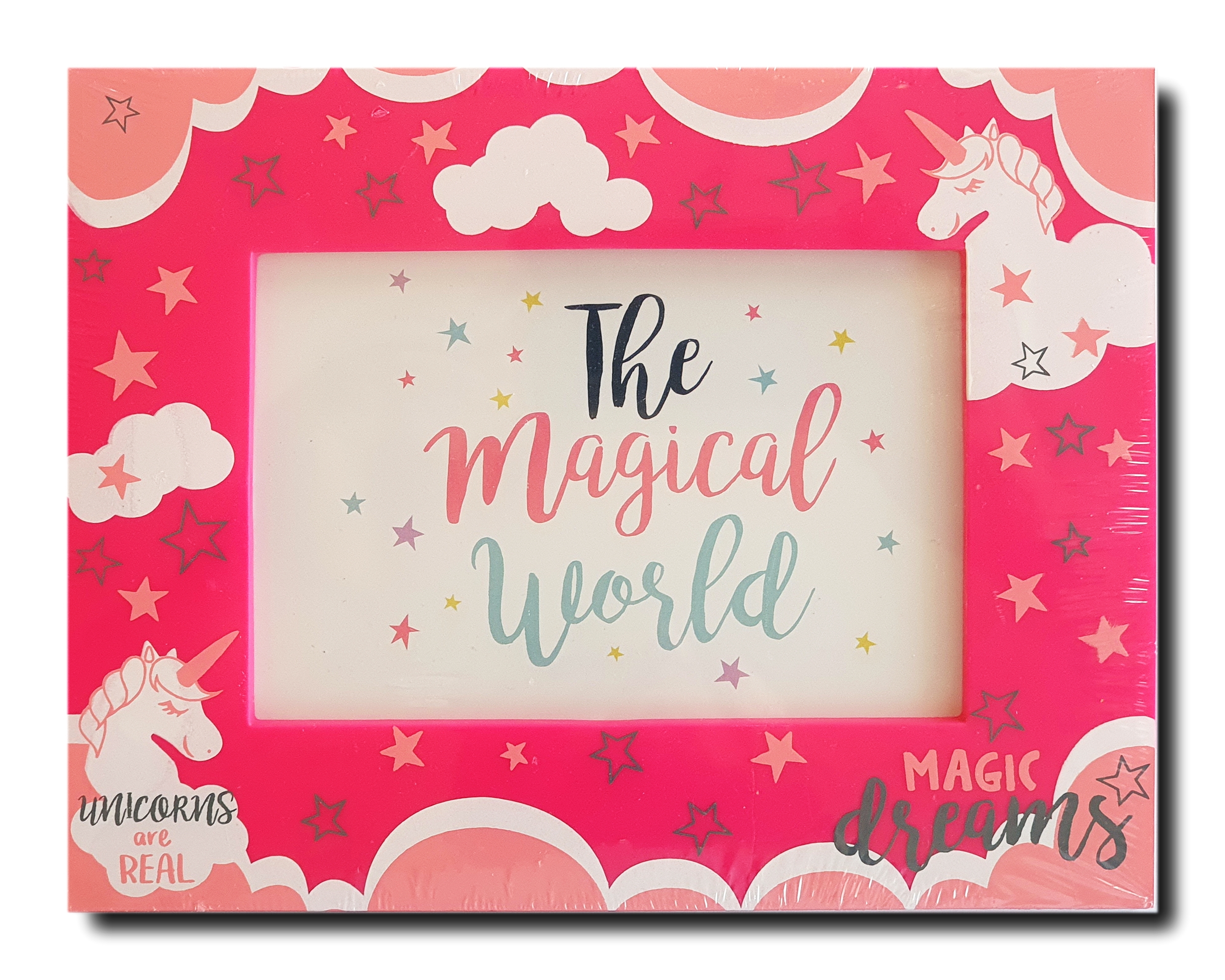 Rama foto, roz - Unicorns are real, Magic dreams - 1 poza de 15x10cm Rama foto, roz - Unicorns are real, Magic dreams - 1 poza de 15x10cm