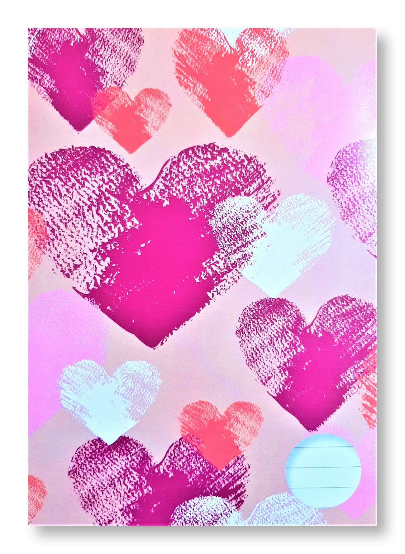 Caiet dictando, A5, 60 file - Inimi mov, roz, rosii, albe