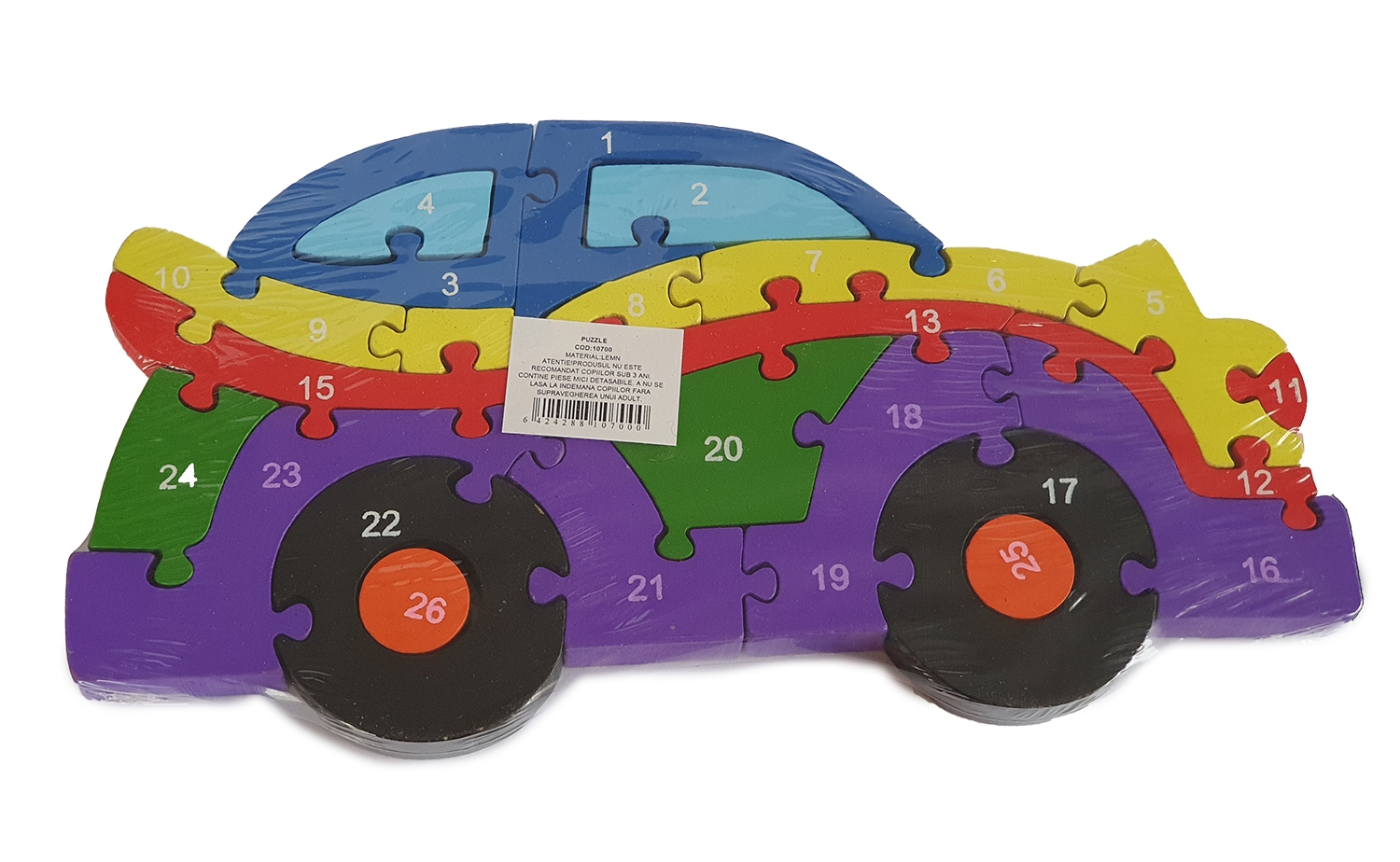 Jucarii din lemn -  Puzzle Masina