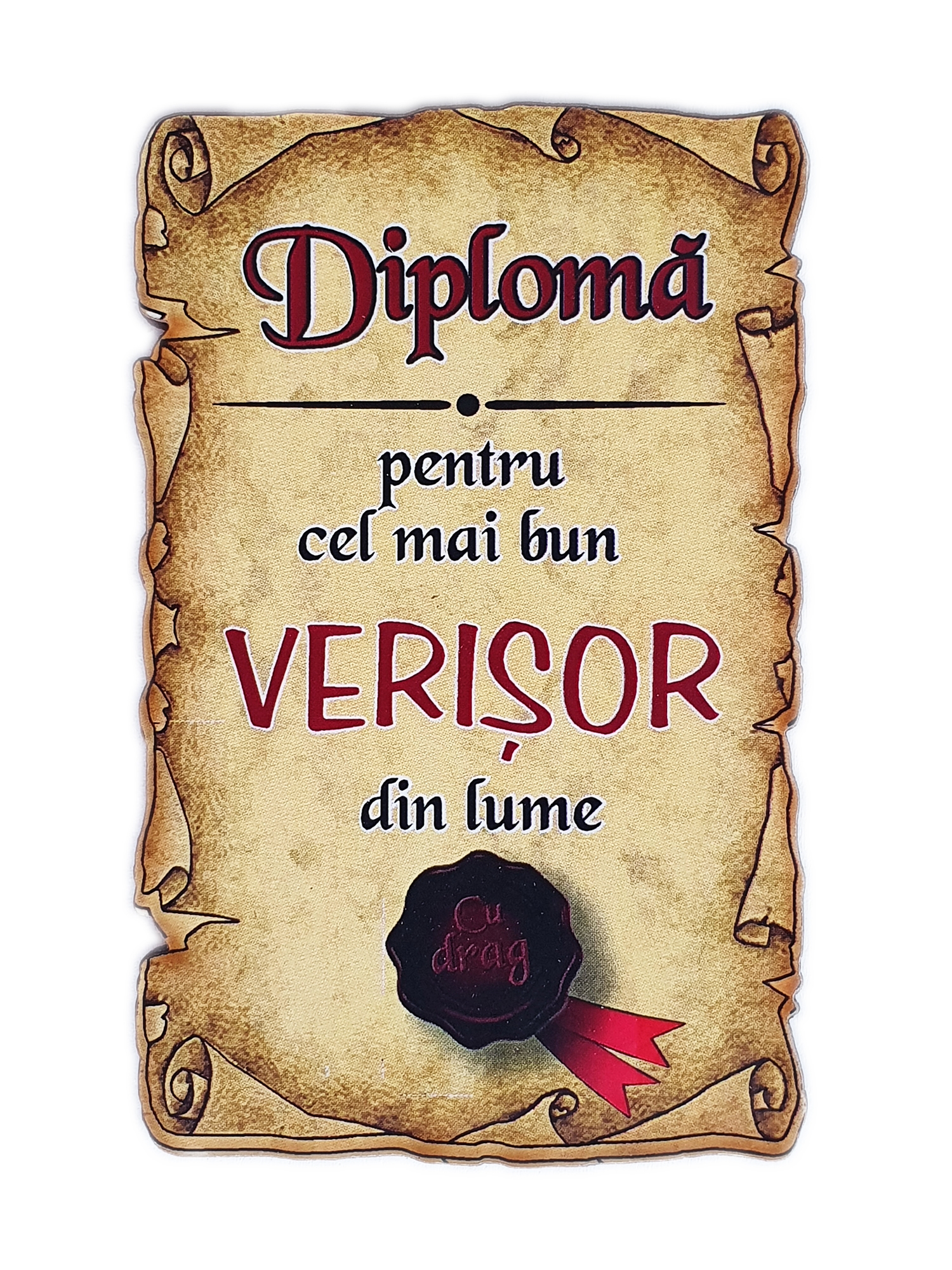 Magnet de frigider - Diplomă pentru cel mai bun verișor Magnet de frigider - Diplomă pentru cel mai bun verișor