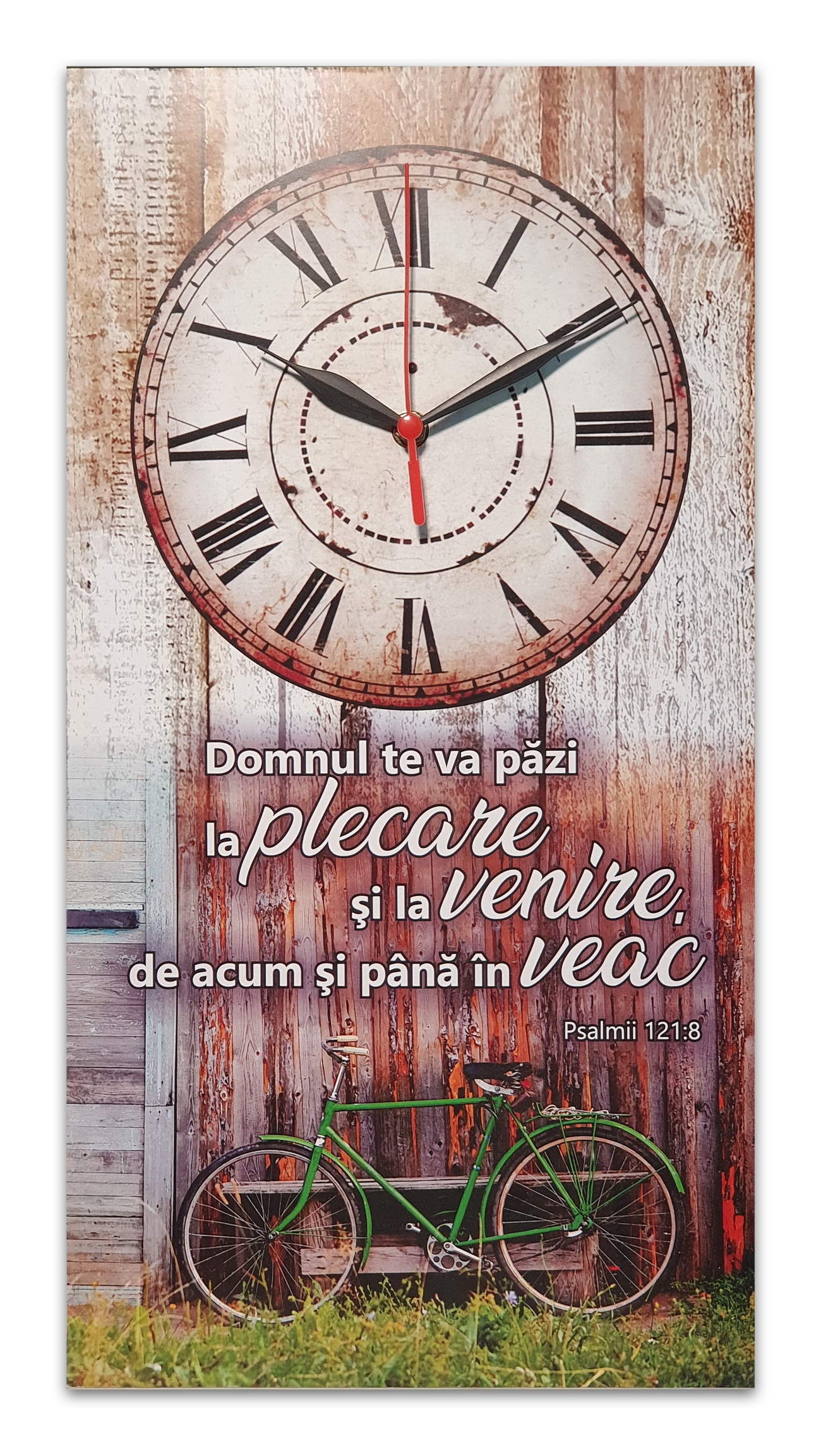 Ceas perete cu mesaj crestin - Domnul te va pazi la plecare si la venire Ceas perete cu mesaj crestin - Domnul te va pazi la plecare si la venire