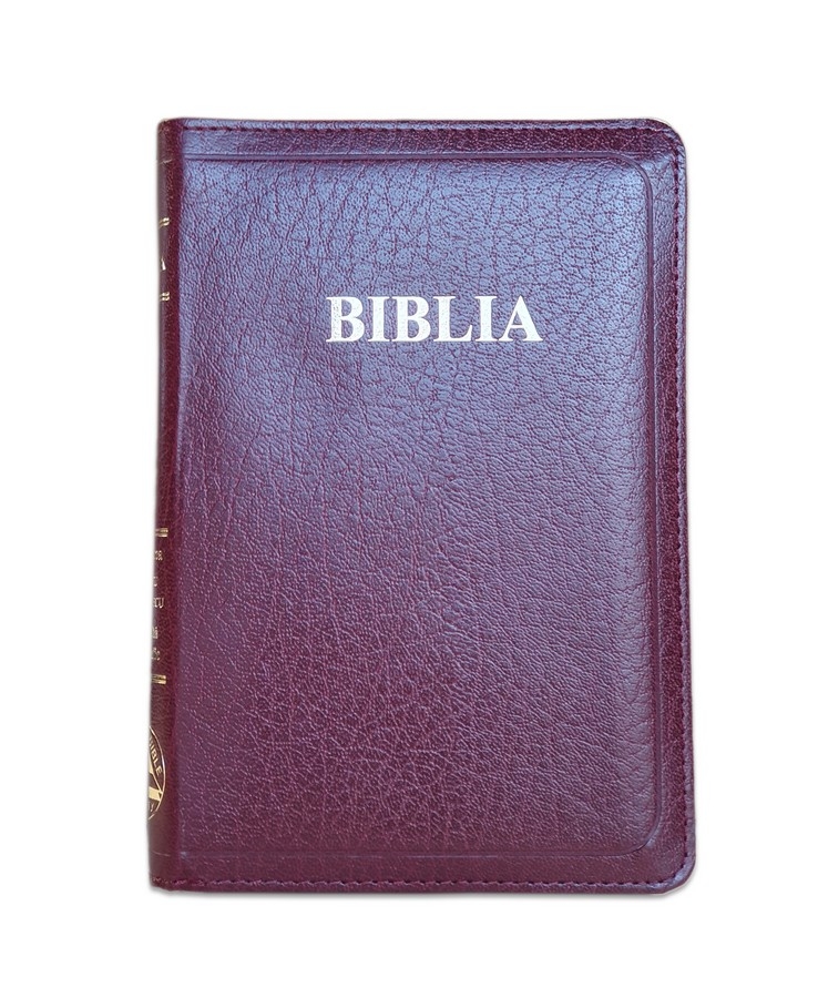 Biblia din piele, visinie 1, fermoar, index pe cotor, margini aurii, cuv. lui Isus cu rosu [057 ZTI]