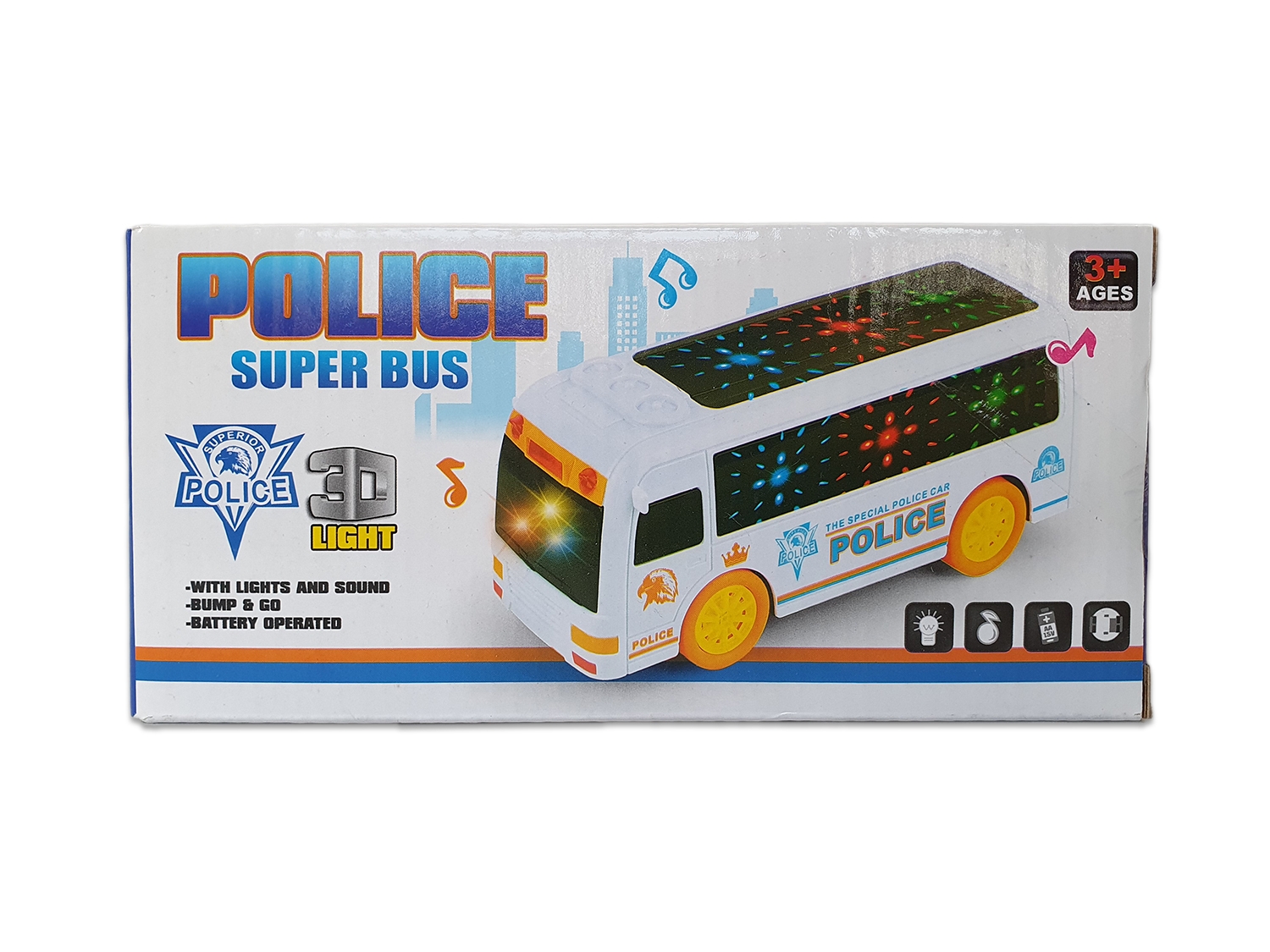 Autobus politie cu muzicuta si lumini