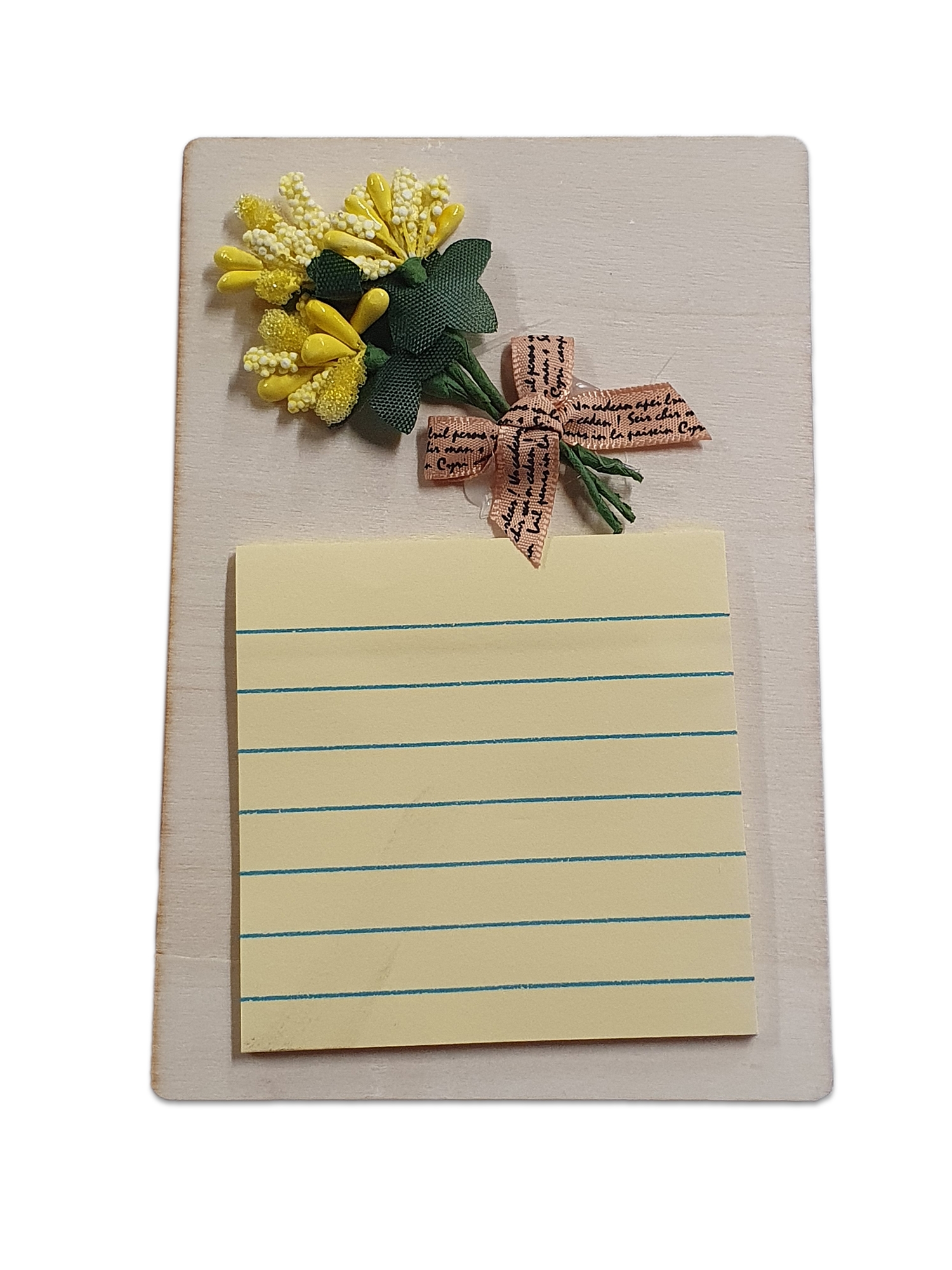 Bloc de notite galben cu magnet si flori