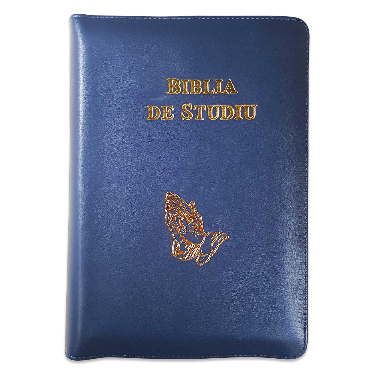 Biblia de studiu Andrews, explicatii+concordanta+harti,  mare, coperta piele, culoare bleumarin, fermoar, simbol maini in rugaciune Biblia de studiu Andrews, explicatii+concordanta+harti,  mare, coperta piele, culoare bleumarin, fermoar, simbol maini in rugaciune