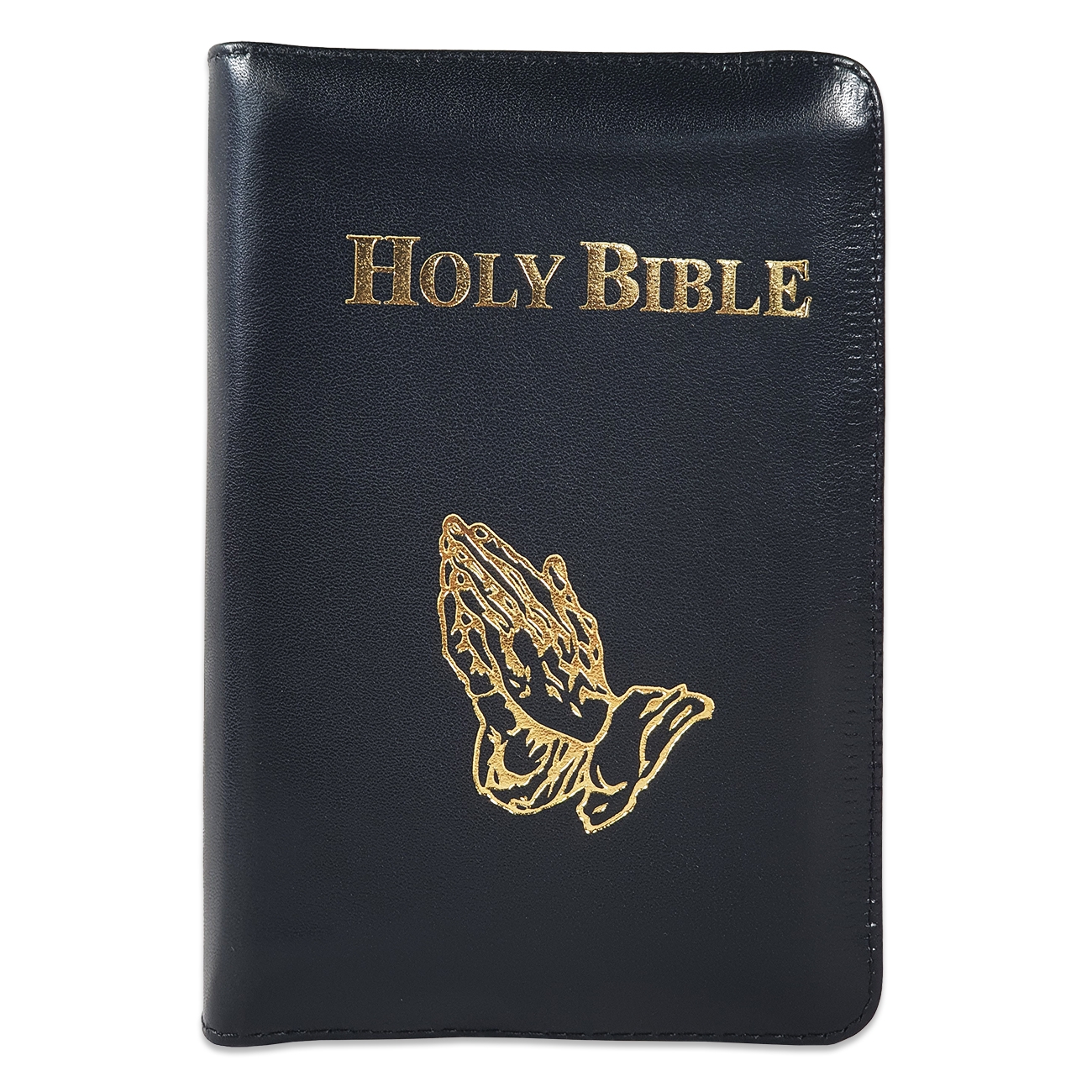 Biblia in lb. engleza, King James Version, mica, piele neagra, aurita, fermoar, cuv. lui Isus cu rosu, simbol maini in rugaciune Biblia in lb. engleza, King James Version, mica, piele neagra, aurita, fermoar, cuv. lui Isus cu rosu, simbol maini in rugaciune