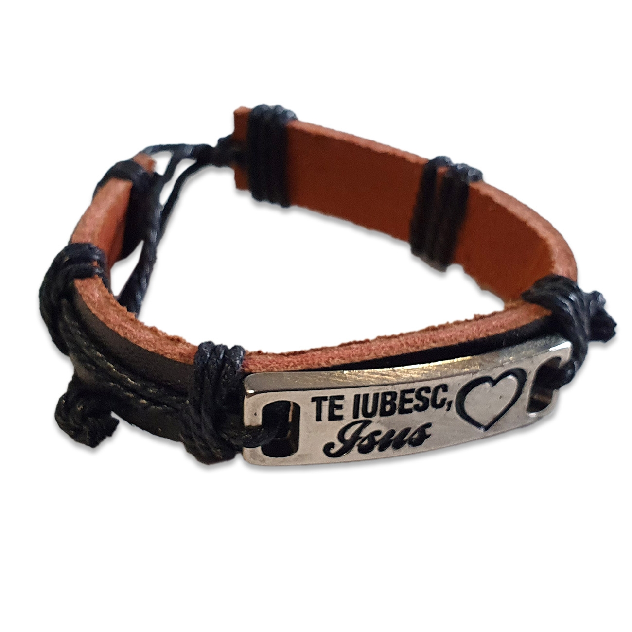 Bratara din piele maro - Te iubesc, Isus Bratara din piele maro - Te iubesc, Isus