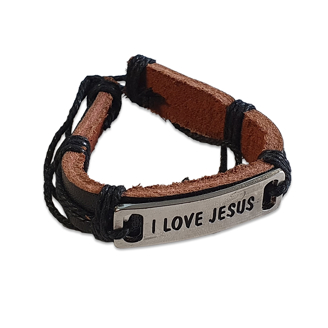 Bratara din piele maro - I love Jesus Bratara din piele maro - I love Jesus