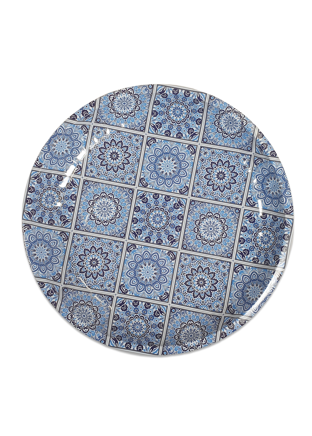 Farfurie metalica albastra cu forme dreptunghiulare Farfurie metalica albastra cu forme dreptunghiulare