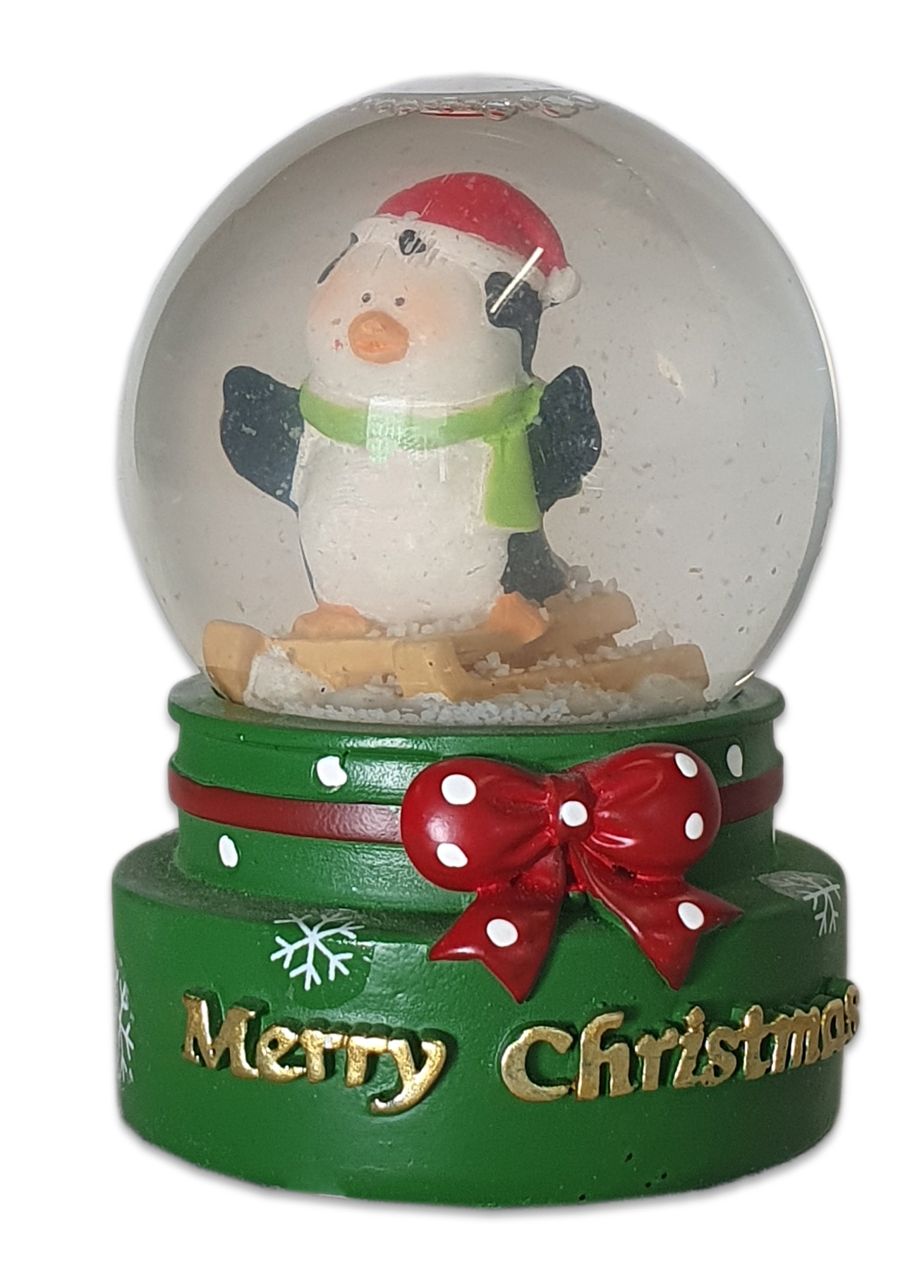 Ornament de Craciun - Glob cu fulgi pinguin (8 cm) Ornament de Craciun - Glob cu fulgi pinguin (8 cm)