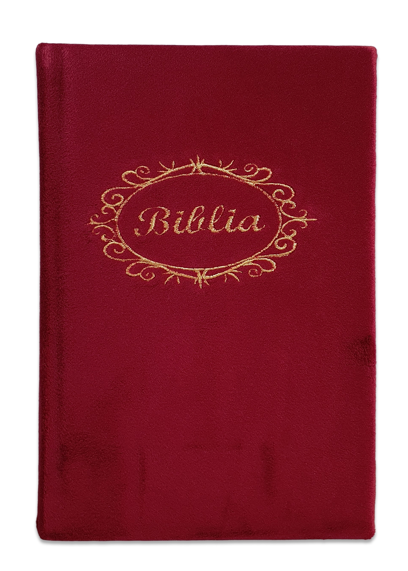 Biblia handmade, model 29, marime medie, coperta tare textila, margini aurii, index, cuv. lui Isus cu rosu [SI 057 HM]